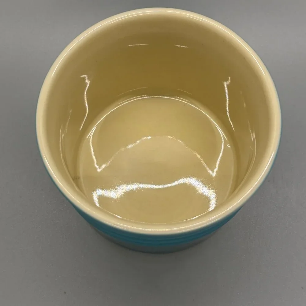 Le Creuset Stoneware Butter Bell Crock (discontinued) Caribbean Blue/Teal Ombré - Picture 3 of 9